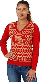 FOCO Women's NFL Team Logo Ugly Holiday V-Neck Sweater