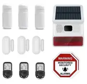 Solar/Powered Wireless Home Security DIY burglar House Garage Shed Alarm system