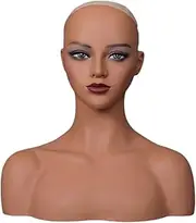 Amagogo Realistic Mannequin Head Wig Head Stand Double Shoulder Multipurpose Manikin Wig Holder for Earrings Jewelry Necklace Hats, Style D