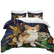 Fantasy Pet Dog Corgi of the Faeries Quilt Cover