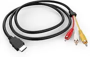 HDMI to RCA Cable, 1080P 5ft/1.5m HDMI Male to Male 3RCA Component AV Adapter Cable One-Way Transmission from HDMI to RCA M/M (NO Signal Conversion Function) Connector Transmitter for TV HDTV