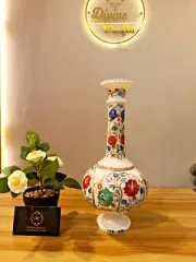 Marble Inlaid Flower Vase (Flagon) '12 in
