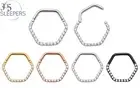 Pairs & Singles G23 Titanium Gem Hexagonal Hinged Sleepers Segment Ring Earrings