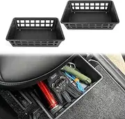 2 Pack Metal Under Seat Storage Box Organizer Tray With Tactical Style,Upgraded 2-in-1 Underseat Hidden Tray Compatiblw with Tesla Model Y 2021-2023