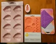 Lot Of Craft Molds, Fondant And Gum Paste Floral, Diamond Hearts, Diamond, Etc.