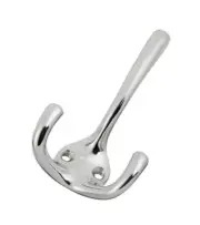 Swirl Scroll 1 1/8" Wide Double Prong Robe / Towel / Coat / Bath Hook - Chrome