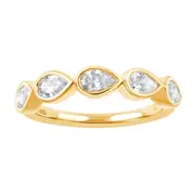 5 Pear Stone Ring with 3/4ct of Laboratory Grown Diamonds in 9kt Yellow Gold