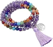 [ASNAT] 108 6mm seven-color tassel amethyst hand-woven Buddha beads