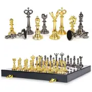 Metal Chess Set and Checkers Game Set 15 inch(2 in 1) Chess Board Games for