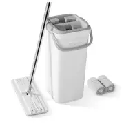 Mop and Bucket with 1 Bucket [White] + 60" Mop + 2 Grey Pads New Clear 23