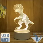 VIITA 聖誕/生日/交換禮物創意LED壓克力USB床頭夜燈 3D立體恐龍