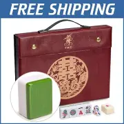 Deluxe Chinese Mahjong Game Set – 146 Green Tiles with Travel Case Included