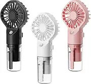 1/3 Portable Misting Fan - Handheld Personal Mister Fan, Spray Fan with Transparent Water Tank, Battery Operated Small Handheld Fan, Four Gears Water Spray Mist Fan, Water Misting Fans for Outdoors