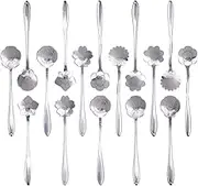 Snamonkia Set of 16 Stainless Steel Dessert Spoons for Coffee, Ice Cream and Tea, Flower Sugar Spoons 4.9 Inches for Demitasse Espresso (Silver)