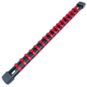 Socket Rail Organizer with 16 Clips for Metric and SAE Sockets Holder