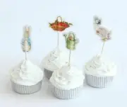 24pcs Peter Rabbit Cupcake Toppers Picks Birthday Party High Tea Baby Shower