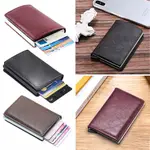 AUTOMATIC CREDIT CARD HOLDER LEATHER RFID BLOCKING SMALL MET