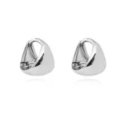Culturesse Dori 10mm Bowl Huggie Earrings Sterling Silver White Rhodium Plating