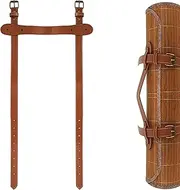 Blanket Carry Strap, PU Leather Flexible Straps, Portable Handle for Beach Tanning Mats for Travel, Yoga Mat, Picnic Mat (Brown)
