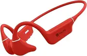 Drip-Fly Oz5 Bone Conduction Headphones, IPX8 Open Ear Headphones with 32GB of MP3 Storage,14h Playtime, Noise Canceling mics, Wireless Waterproof Sports Headphones for Swimming, Running - Red