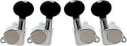 Musiclily 2R2L Sealed Ukulele Tuners Tuning Pegs Keys Machine Heads Set,Chrome with Black Button