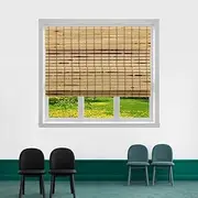 TJ GLOBAL Cordless Flatstick Bamboo Roman Window Blind Sun Shade, Light Filtering Shades with 8-Inch Valence - Light Bamboo (W23 x L72)