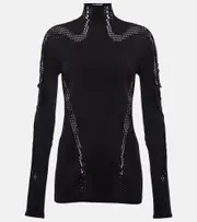 [Mugler] Mugler Open-knit high-neck mesh top AU 8 black