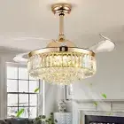42'' Fandelier Ceiling Fans with Light Chandelier Ceiling Fan Retractable Cry...