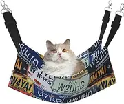 EdWal License Plate print Soft Sleeping Hammock Cat Hammock for Cage Hanging,Pet Hammock Bed Adjustable for Small Animals