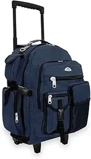 [Everest] Deluxe Wheeled Backpack, Navy, One Size, Deluxe Wheeled Backpack