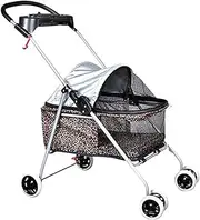 Pet Stroller Dog Stroller Cat Stroller Pet Stroller for Medium Small Dogs 4 Wheels Folding Portable Cat Dog Stroller with Cup Holders Removable Liner Dog Pram Dog Cat(Color:A)