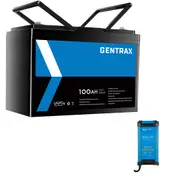Gentrax 12V 100Ah Lithium Battery + Victron Blue 30A AC Smart LiFePO4 Charger