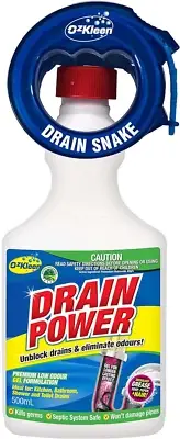 Drain Power 500Ml + Free Drain Snake, Unblocks & Cleans Drains, Removes Grease,