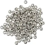 Eigell 100Pcs Tibetan Spacer Beads,Jewelry Findings Beading Assortment Accessories DIY for Bracelet Necklace Jewelry Making, Tibetan Silver