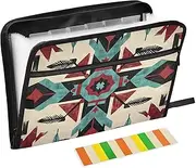 Quteprint 13 Pockets Expanding File Folder with Zipper Closure, Aztec Ethnic Pattern Accordion File Folder with Sticky Labels, Letter Size A4 Papers Expandable File Document Organizer