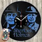 LED Clock Sherlock Holmes LED Light Vinyl Record Wall Clock LED Wall Clock 1562