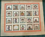 Autumn themed lap quilt panel Pumpkins Scarecrow