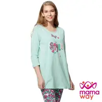 在飛比找momo購物網優惠-【mamaway 媽媽餵】迪士尼米妮孕哺居家服組(淺藍綠)