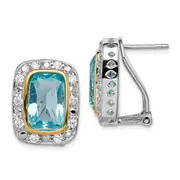 Sterling Silver Flash Gold-Plated Cz Omega Back Earrings