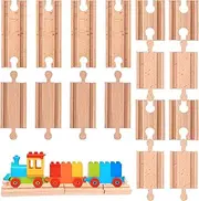 12 Pcs Straight Wooden Tracks Expansion Wood Train Track Connectors and Adapters Male Male Female Female Train Track Accessories Wood Train Track Pieces Train Bridge for Most Major Toy Trains Railway
