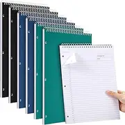 MotiMind 6 Pcs Legal Pad 8-1/2" x 11-3/4" Wirebound Spiral Note Writing Pads Legal Ruled Top Bound Notebook 50 Sheets for School Office Home Memo Steno Stationery Supplies, Black, Blue, Green