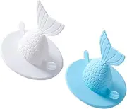 2pcs Kitchen Sink Plug Strainer Fishtail Drain Cover Bathroom Sink Drain Strainer for Kitchen Bathroom Anti-Odor Wide Rim