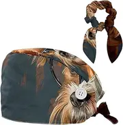 [YTYVAGT] Scrub Caps Women,Scrub Hats Suitable for Women,Brussels Griffon Dog Reading Book