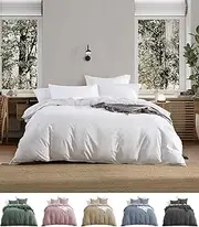 CLOUDPUFF Quilt Cover Set 2000TC Ultra Soft Vintage Washed Brushed Microfiber - 3 Pieces - 1 Duvet Cover and 2 Pillowcases - Breathable - Zipper Closure (White, Super King)