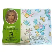 Vintage Dan River Full Double Flat Sheet NIP Blue Yellow Floral Dantrel MCM