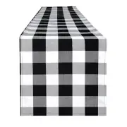 Buffalo Plaid Table Runner 13X72'',Black White Check Table Runner for Holidays