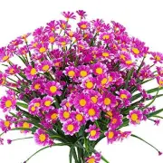 Bundles Artificial Daisies Flowers Outdoor UV Resistant Fake Foliage 8 Fushia