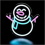 Hanging Art Neon Signs Snowman Neon Sign Snowman Neon Light USB Powered, Multipurpose Decorative Wall Mounted Lights 24.5cm×24.5cm