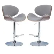 Home Square 2-Piece Adjustable Bar Stool Set in Gray and Brown