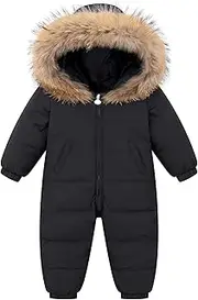 [Fewlby] Toddler Baby Girls Boys Sweater Coat Winter Outwear Zipper Down Jumpsuits Snowsuit Coat Romper, 12-21 Months